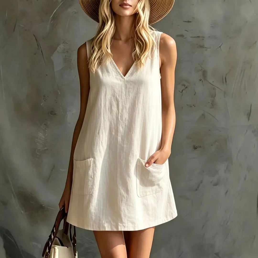 Brooke Linen Pocket Mini Dress