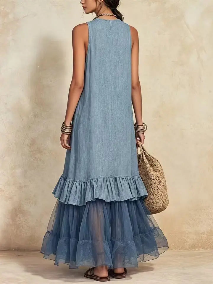 Loretta Bohemian Ruffle Hem Maxi Dress