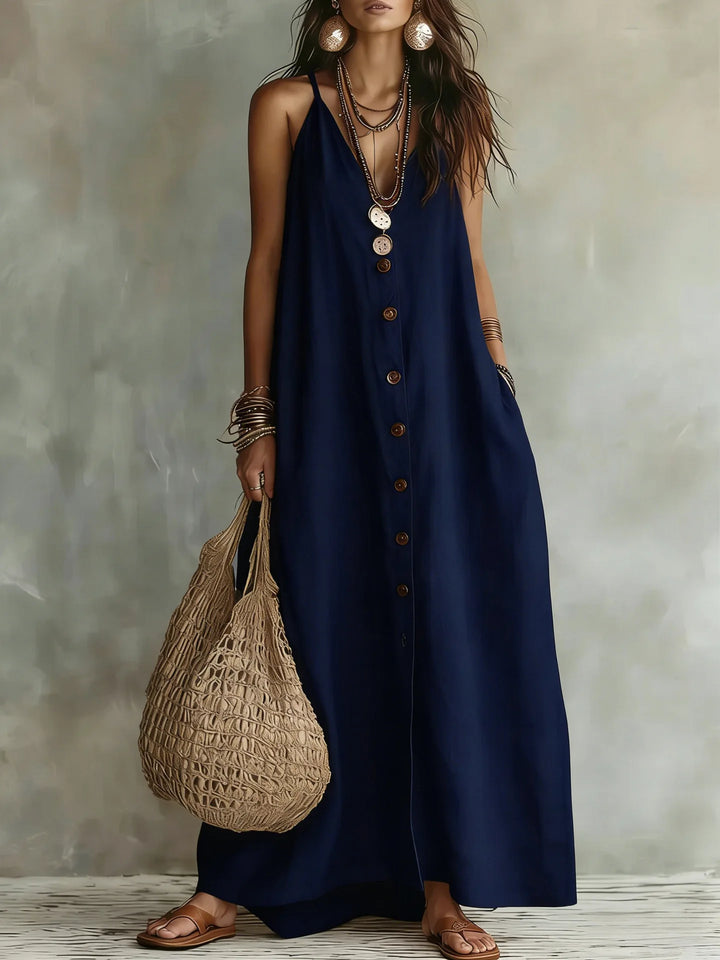 Elowen Breathable Sleeveless Linen Maxi Dress