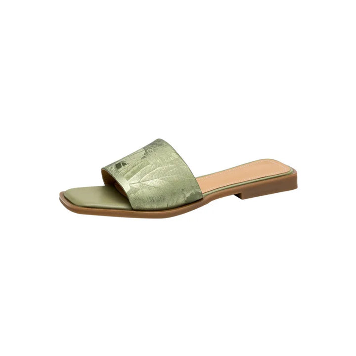 Serene Floral Embossed Square Toe Sandals