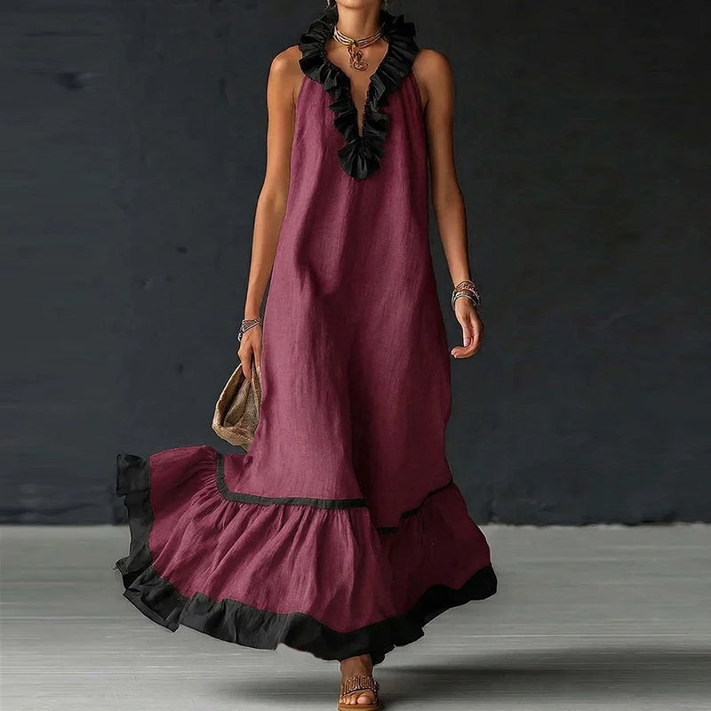 Macy Ruffle Trim Maxi Dress