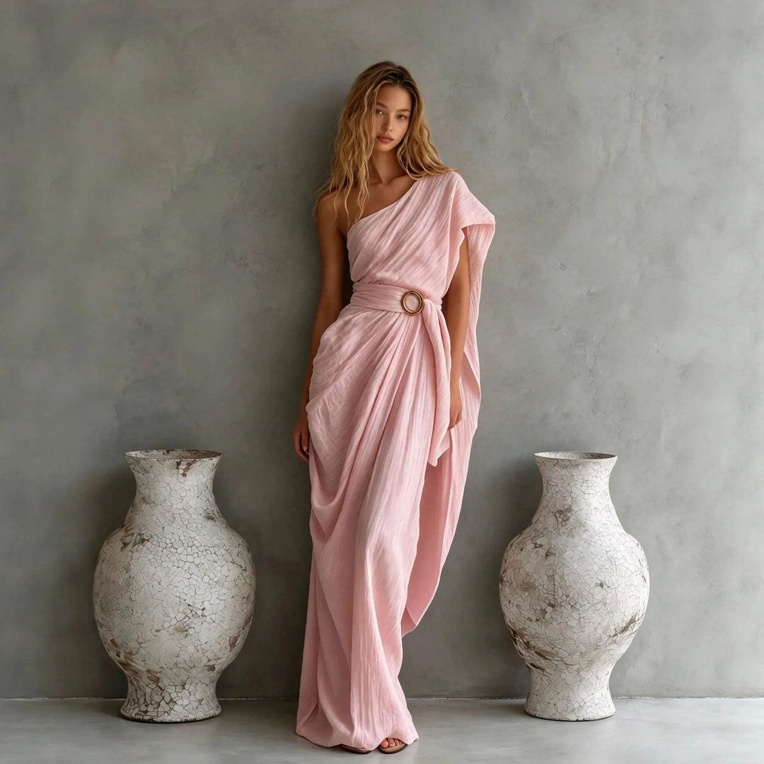 Stephanie Elegant One Shoulder High Waist Maxi Dress