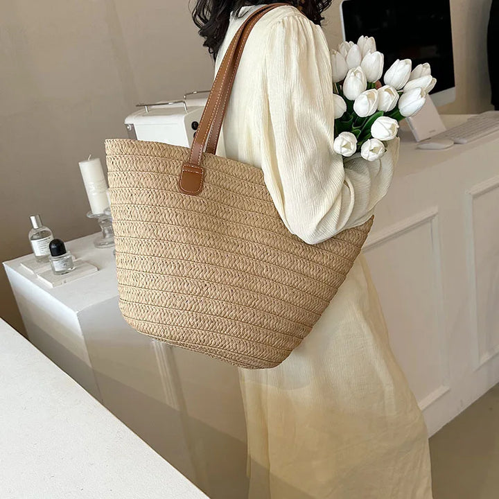 Sia Straw Woven Shoulder Bag