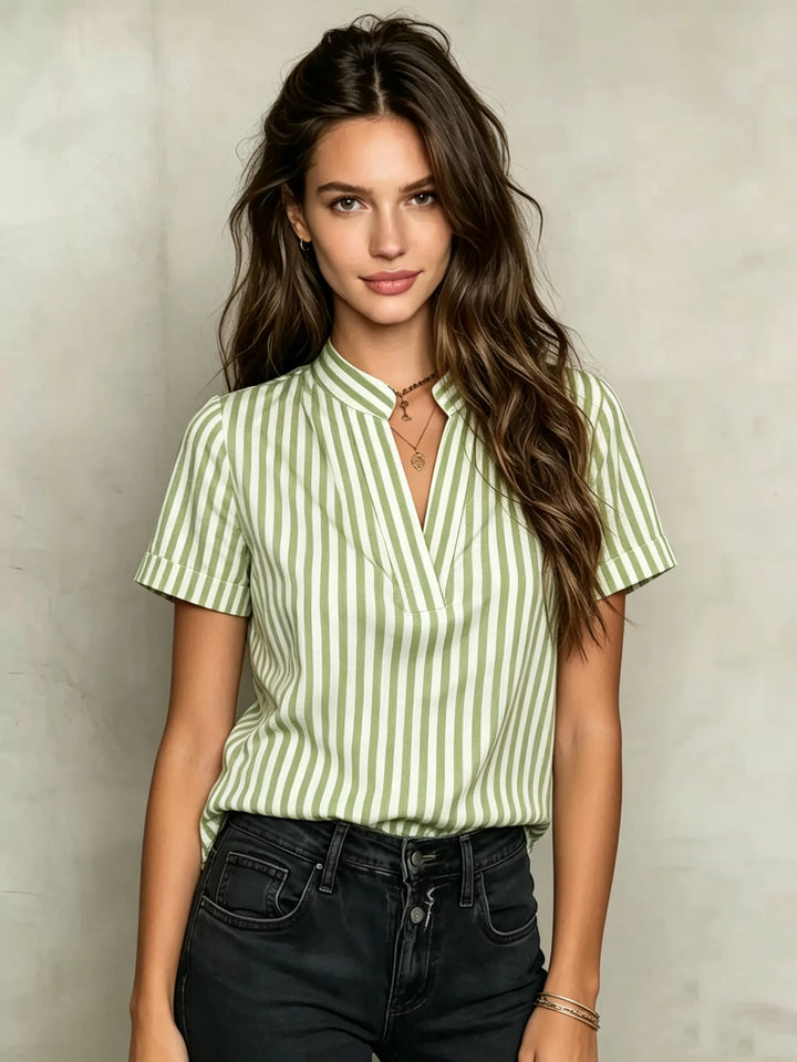 Abigail Striped Notch Neck Blouse