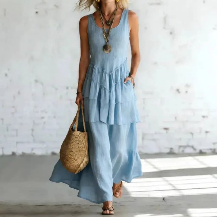 Ophelia Linen Layered Long Dress