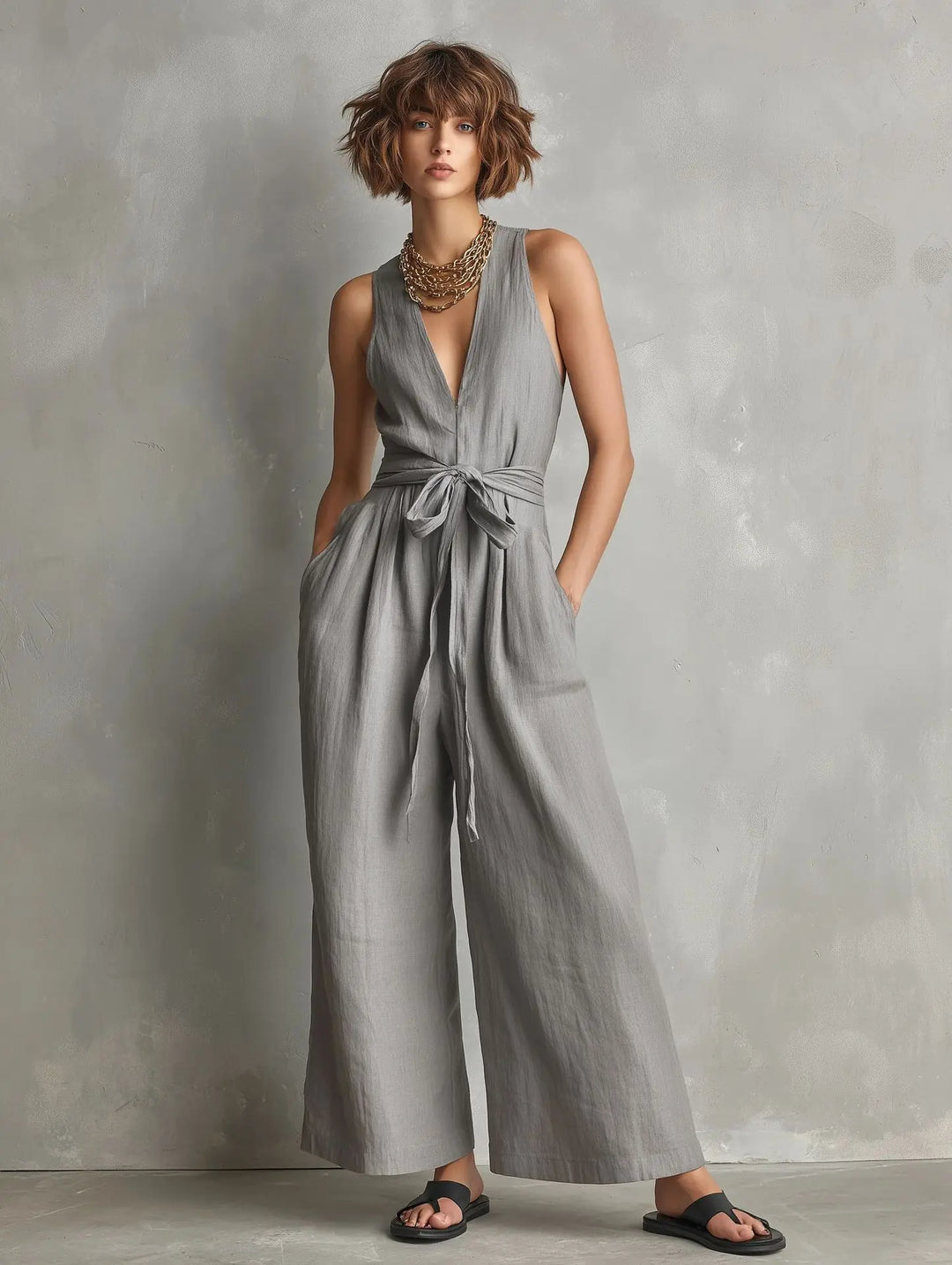 Emery Relaxed V Neck Jumpsuit