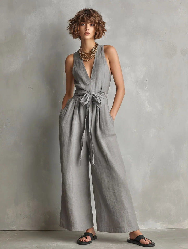 Emery Relaxed V Neck Jumpsuit