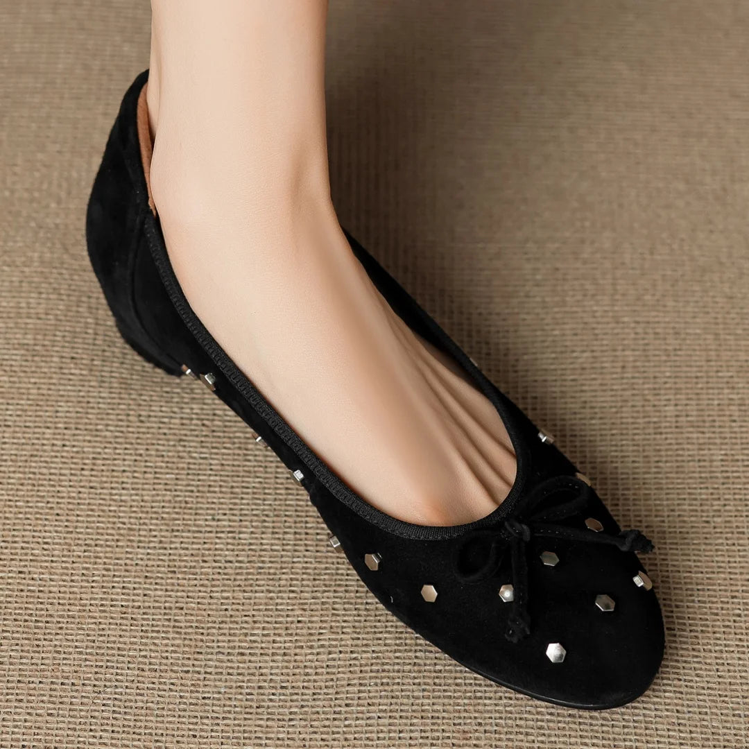 Rowena Suede Round Toe Flats