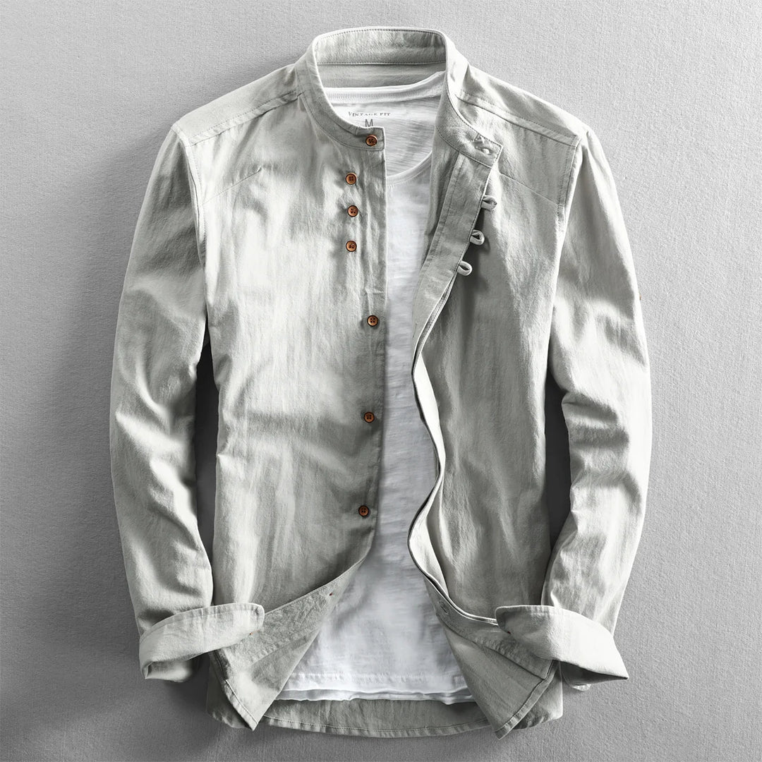 Trenton Slim Fit Linen Henley Shirt