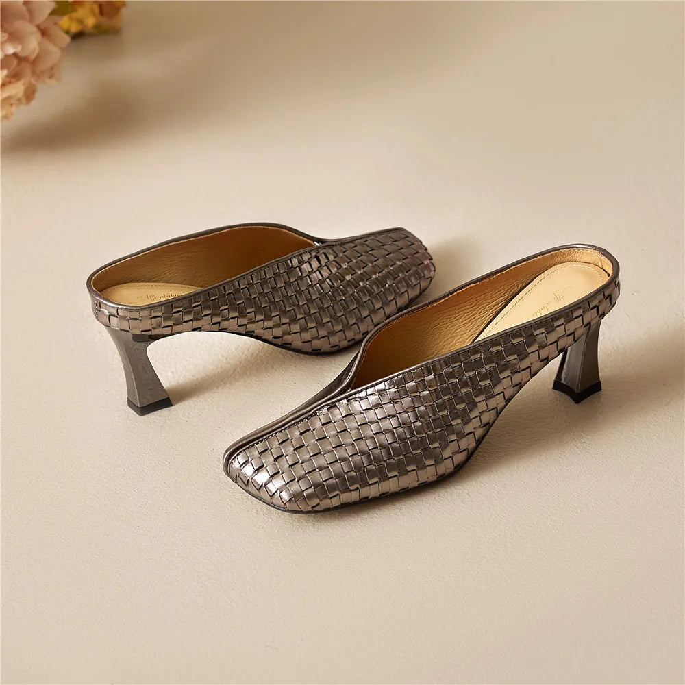 Lucia Woven Leather Heels