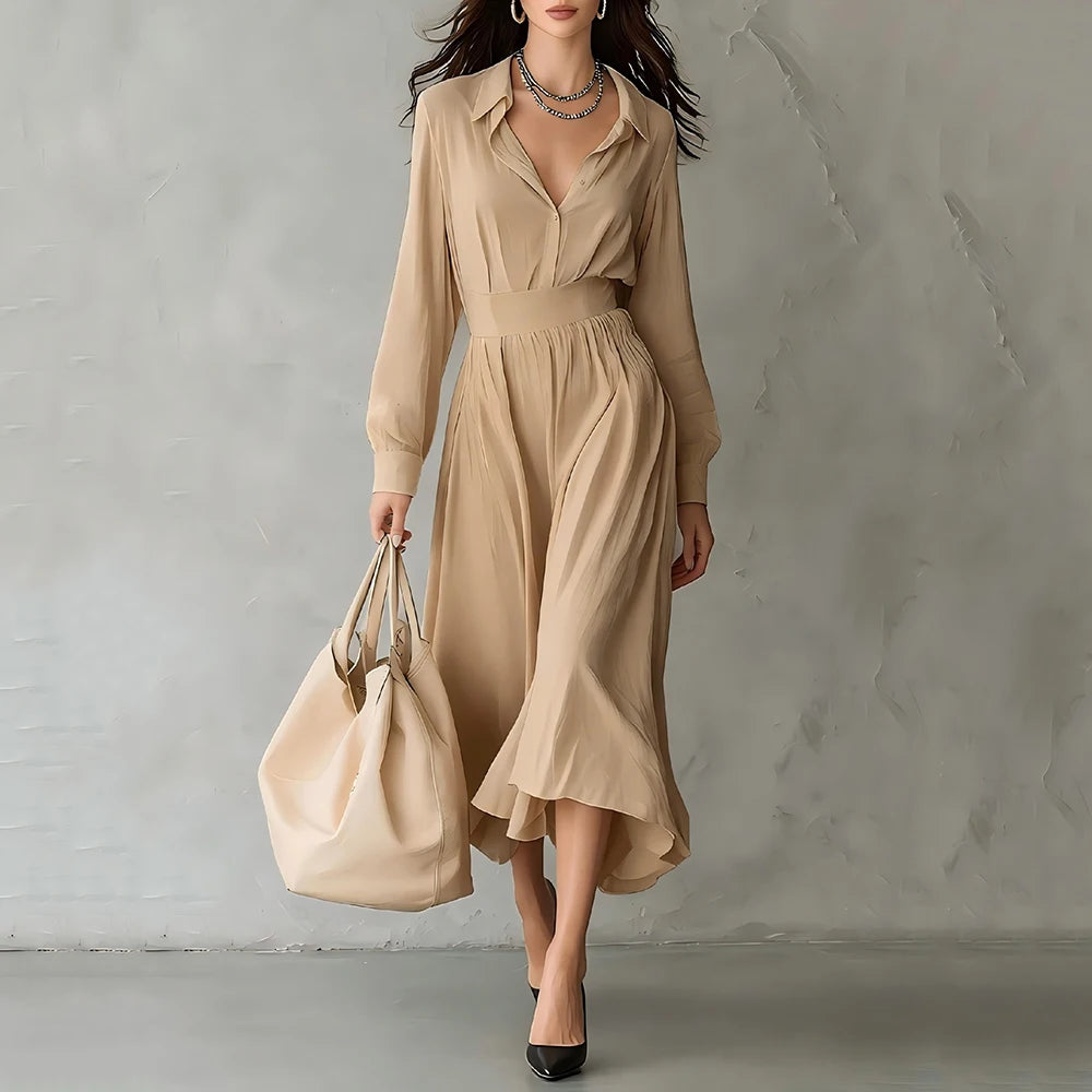 Chloe Pleated Shirt Midi Dress