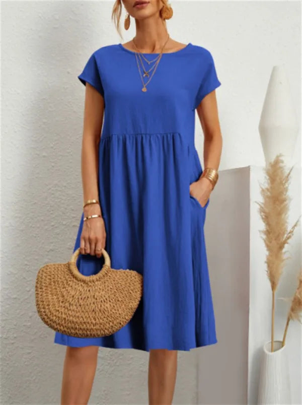 Savannah Linen Pocket Midi Dress