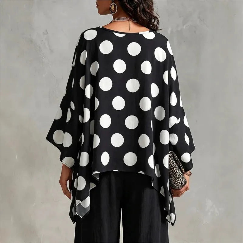 Adeline Asymmetrical Polka Dot Blouse