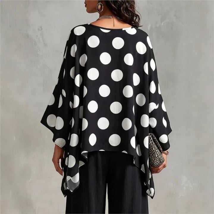 Adeline Asymmetrical Polka Dot Blouse