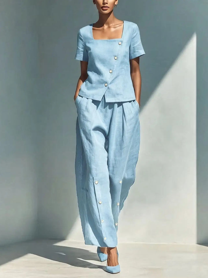 Nicole Button Front Trouser Set