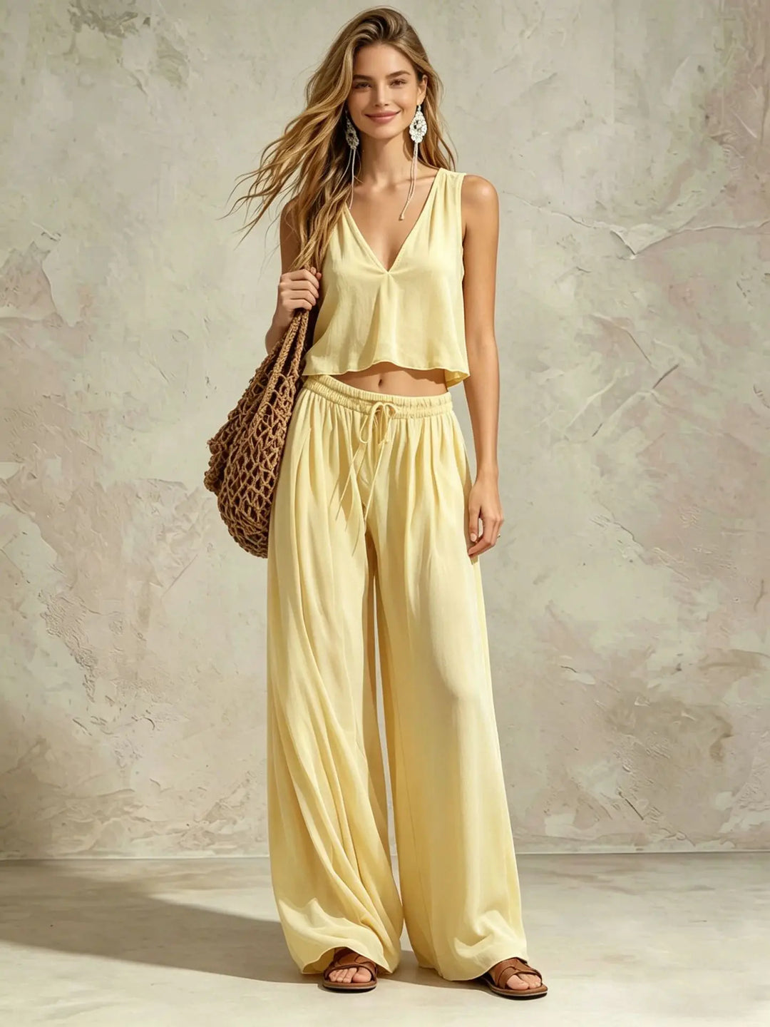 Heather Casual Summer Trouser Set