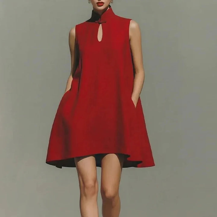 Hadley Pocket Detail High Neck Mini Dress