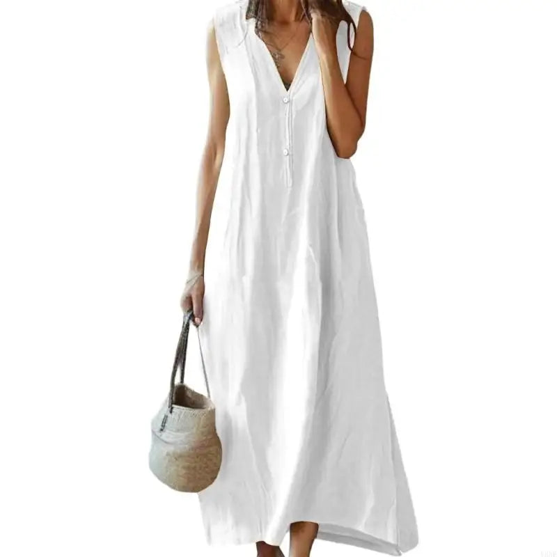 Aurielle Relaxed Linen Maxi Dress