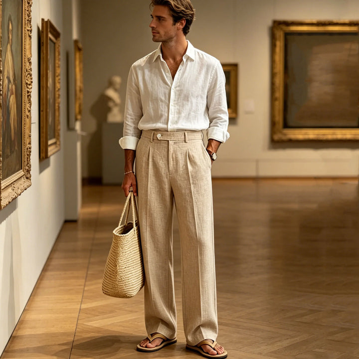 Wyatt Straight Leg Linen Trousers