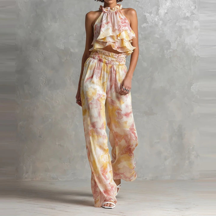 Laura Ruffle Halter Co-Ord Set