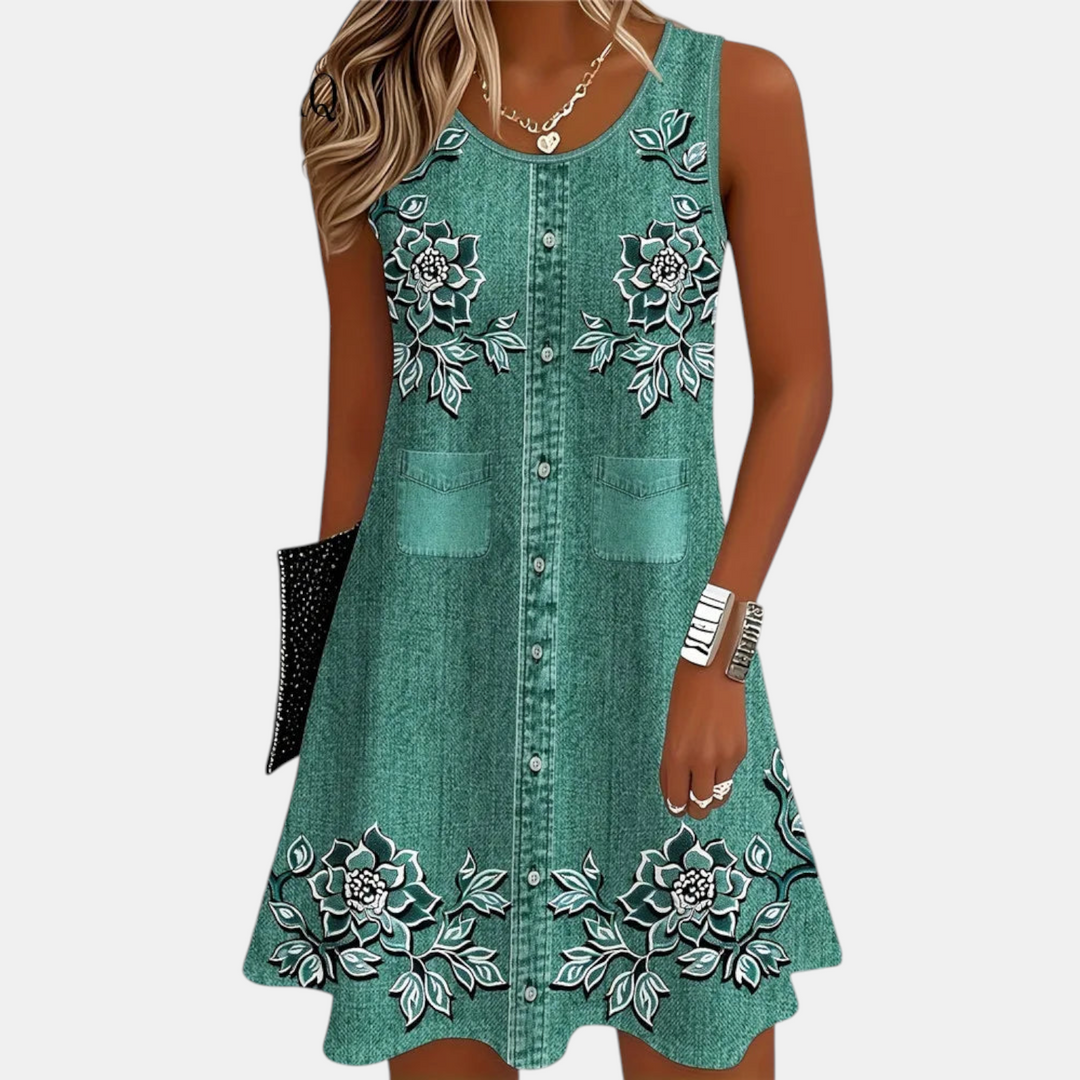 Maren Floral Print A-Line Mini Dress