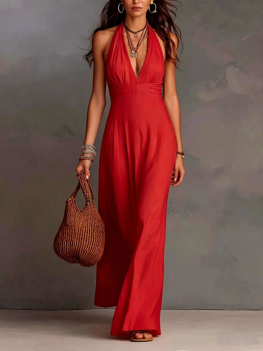 Angel  V-Neck Elegant Maxi Dress