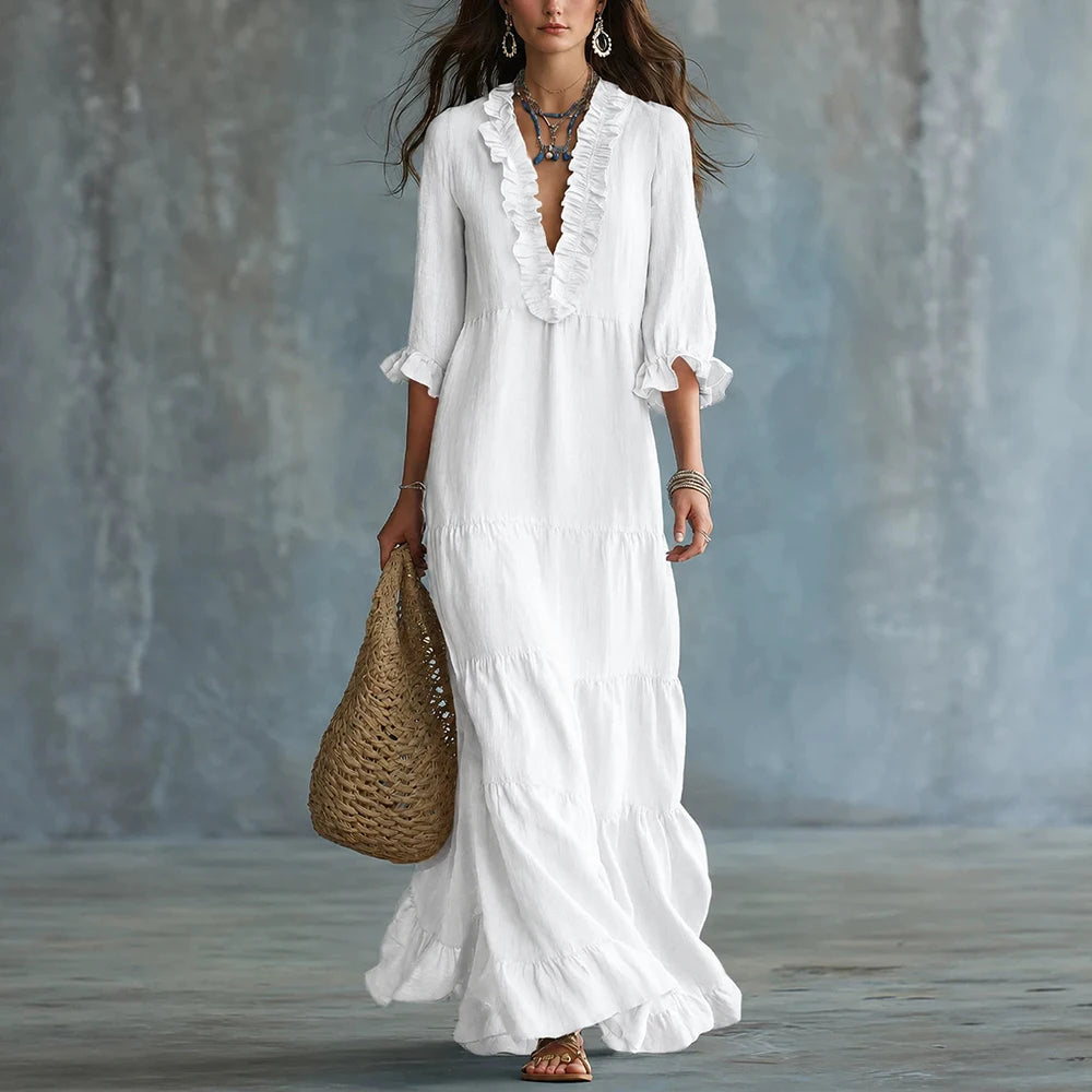 Elara Elegant Ruffle Maxi Dress