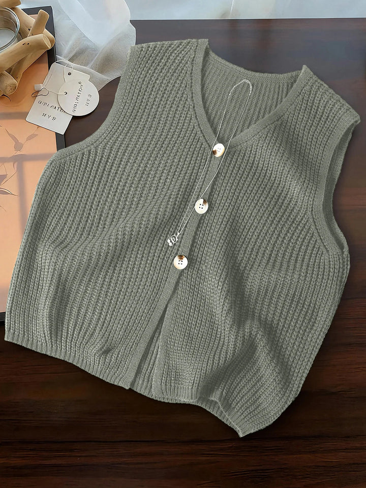 Elma Sleeveless V Neck Cardigan