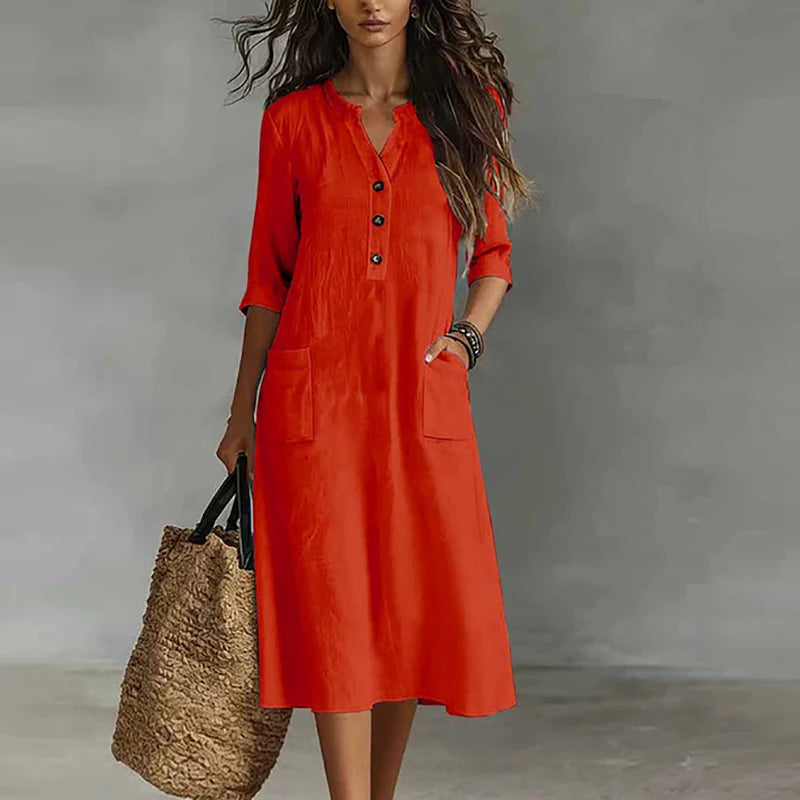Piper Relaxed Linen Blend Midi Dress