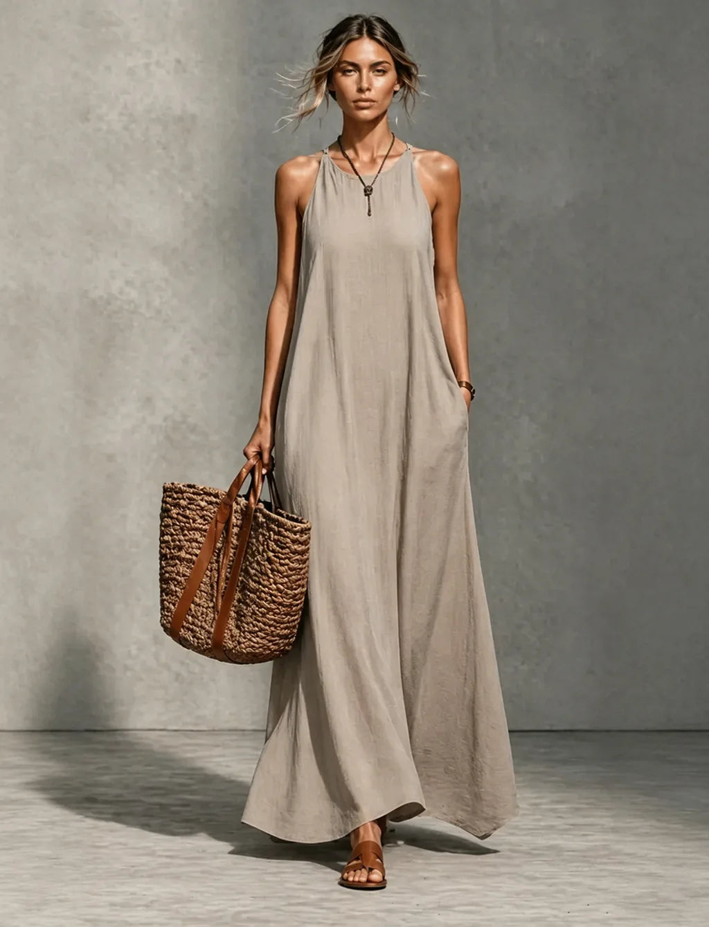 Roxanne Halter Neck Casual Maxi Dress