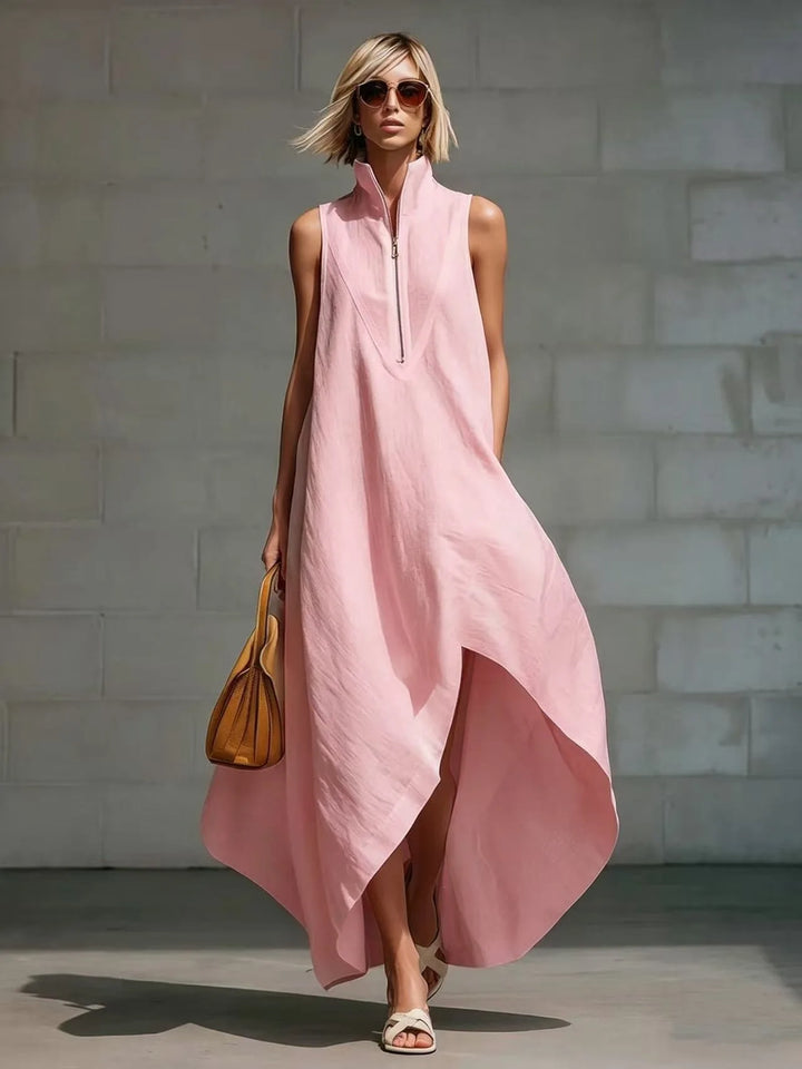 Rosalyn Sleeveless Half Zip Long Dress