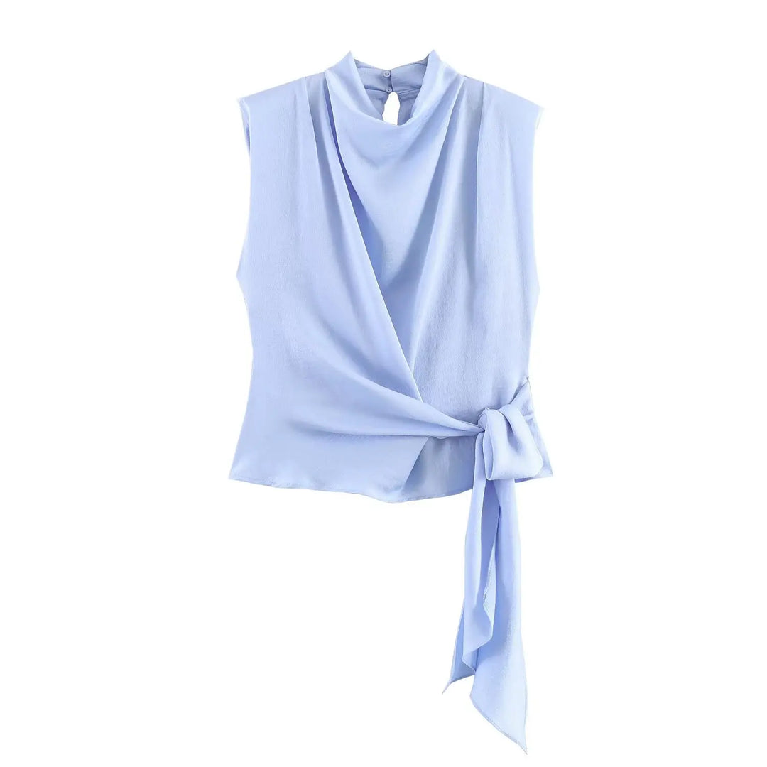 Avery Satin Tie-Waist Blouse