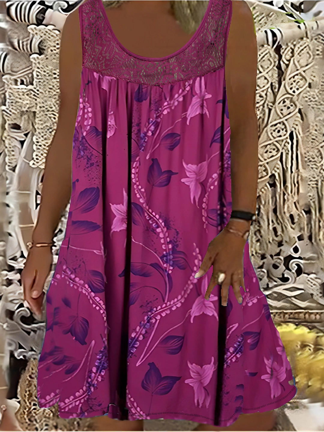 Rose Casual Floral Midi Dress