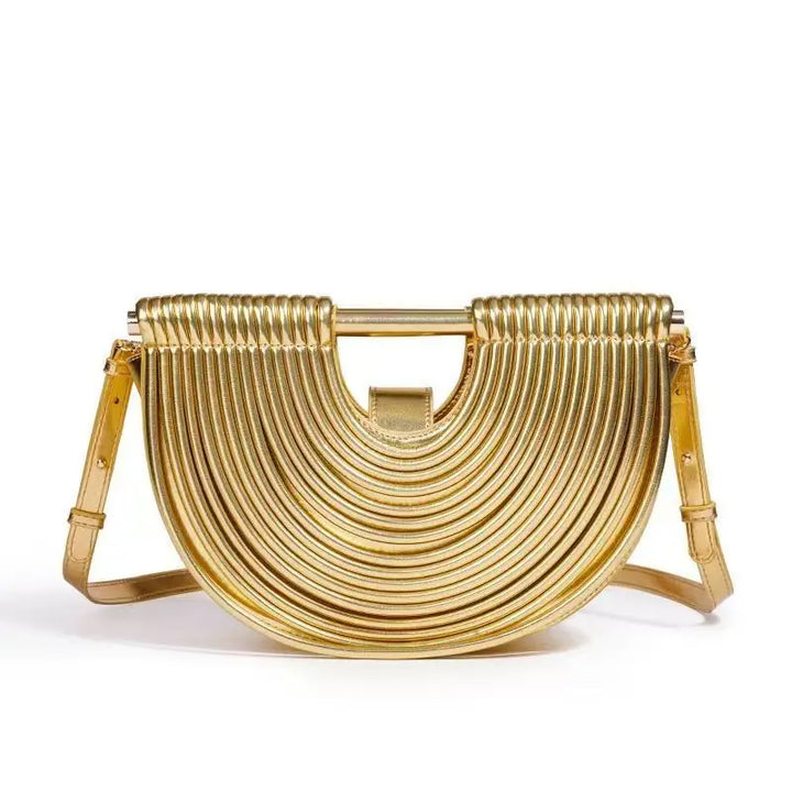Celeste Metallic Woven Crescent Shoulder Bag