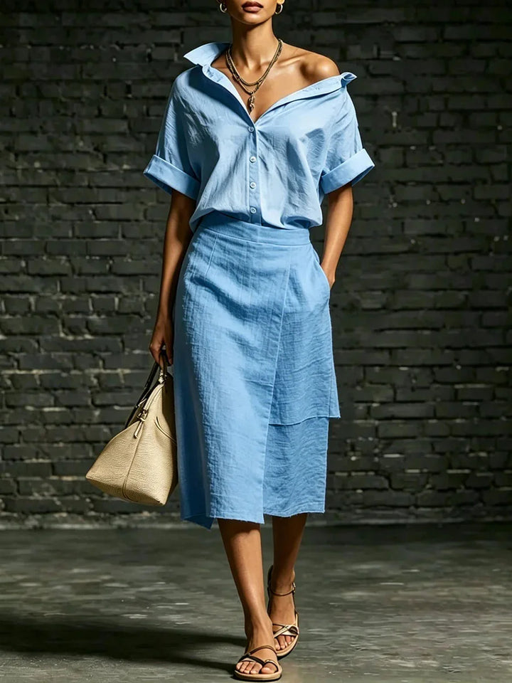 Trinity Casual Short Sleeve Skirt Set