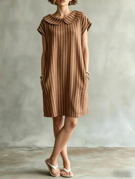 Felicity Striped Peter Pan Collar Mini Dress