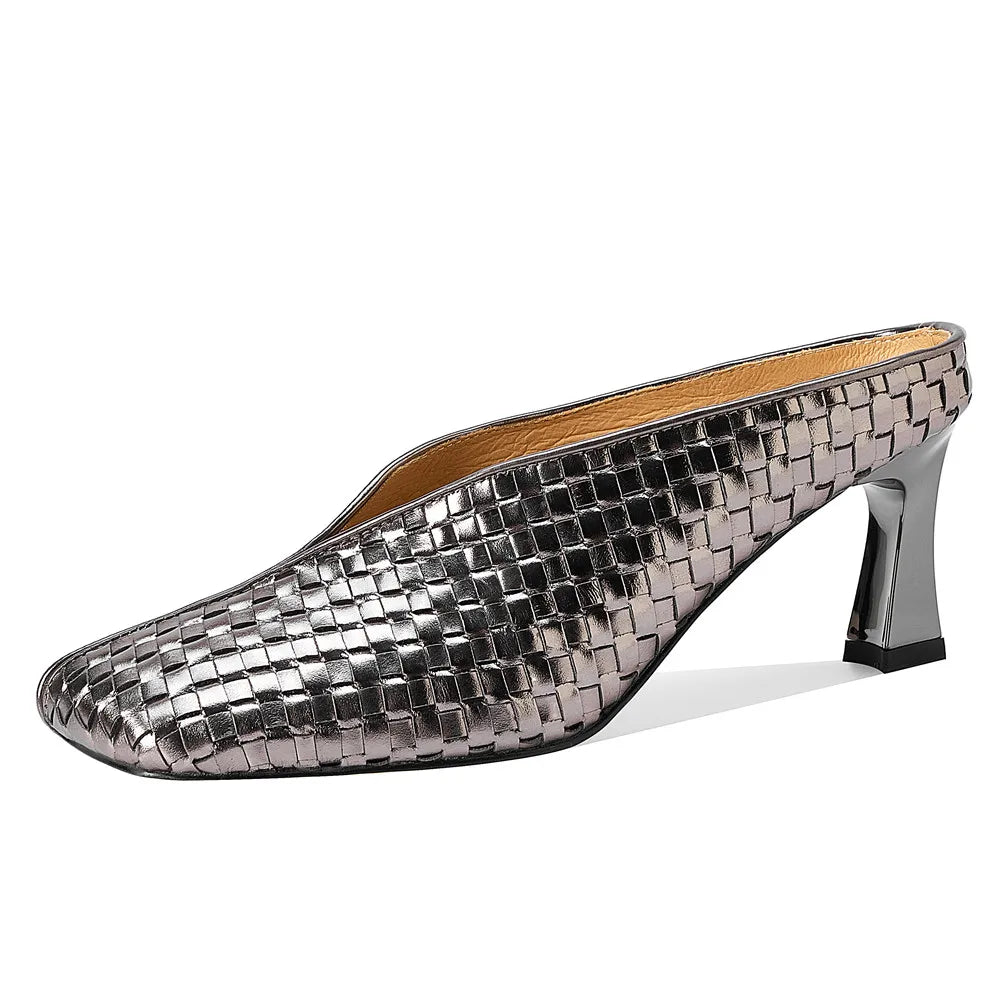 Lucia Woven Leather Heels