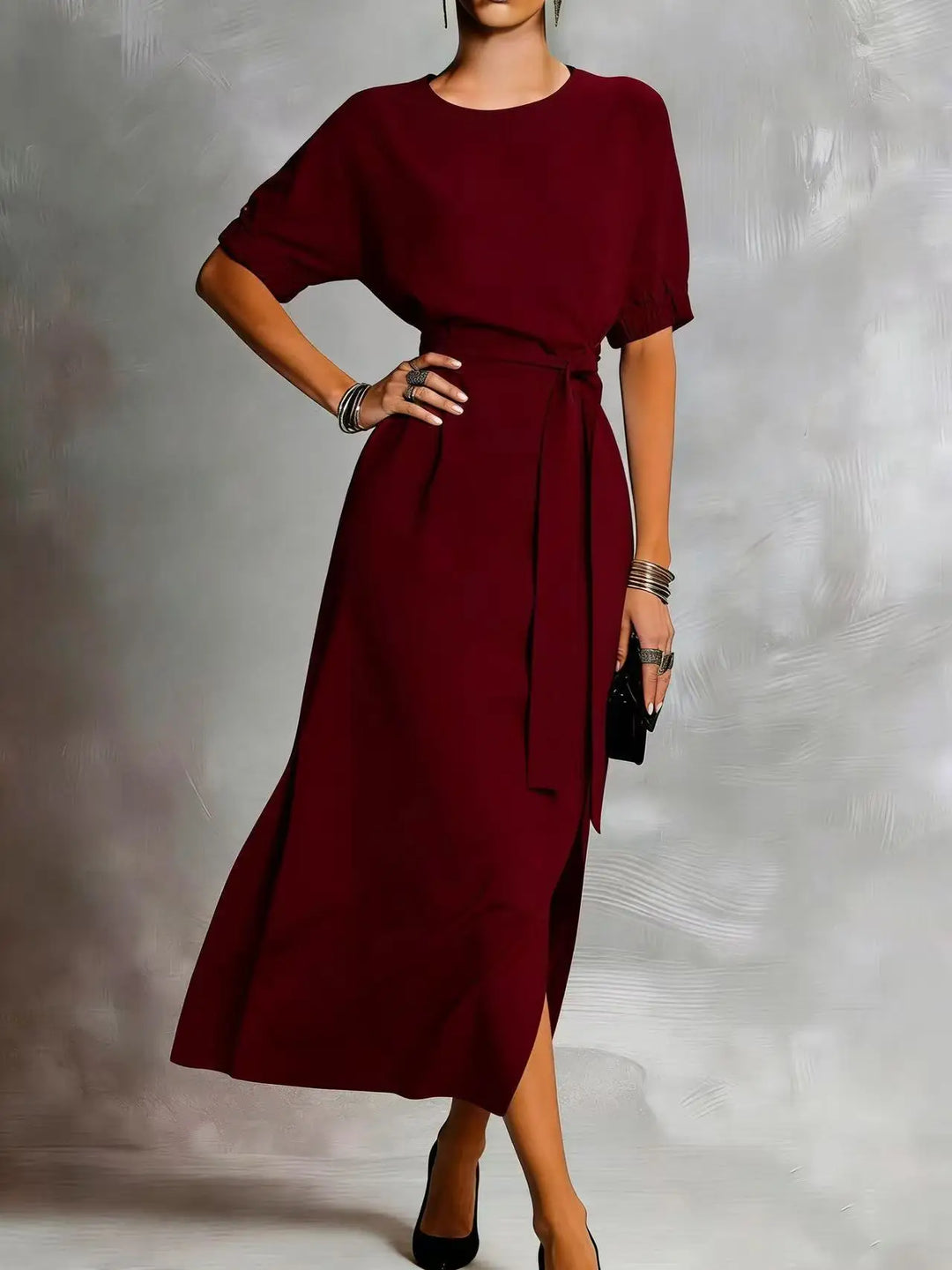 Laurel Casual Front Tie Everyday Midi Dress
