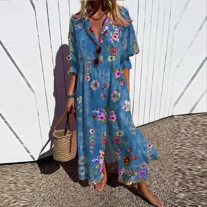 Tasha Casual Printed Long Sleeve Maxi Dress