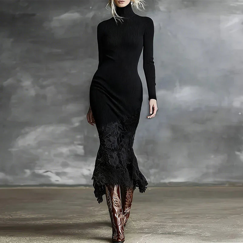 Vivienne Ribbed Turtleneck Dress