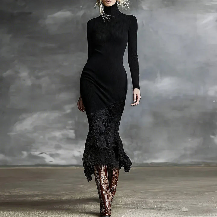 Vivienne Ribbed Turtleneck Dress