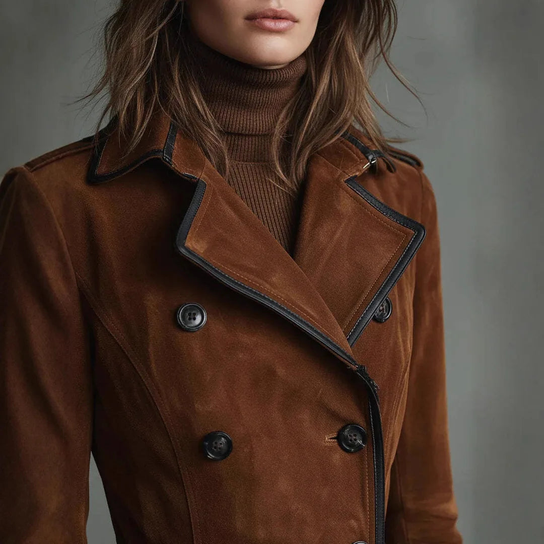 Adeline Faux Suede Trench Coat