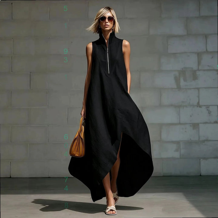 Rosalyn Sleeveless Half Zip Long Dress