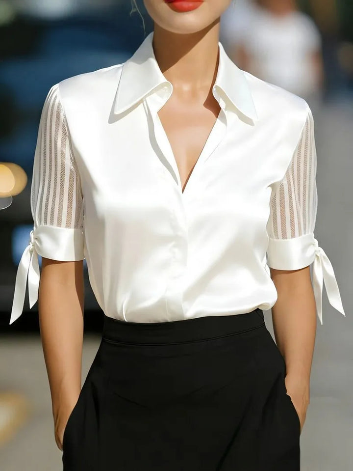 Denise Satin Turn Down Collar Shirt