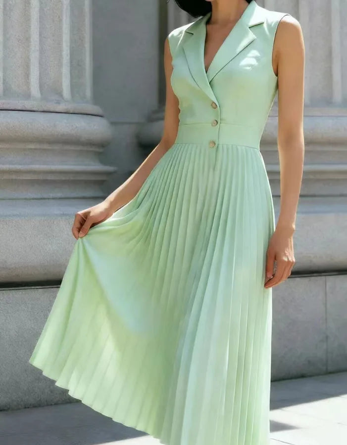 Genevieve Elegant Pleated Midi Dress