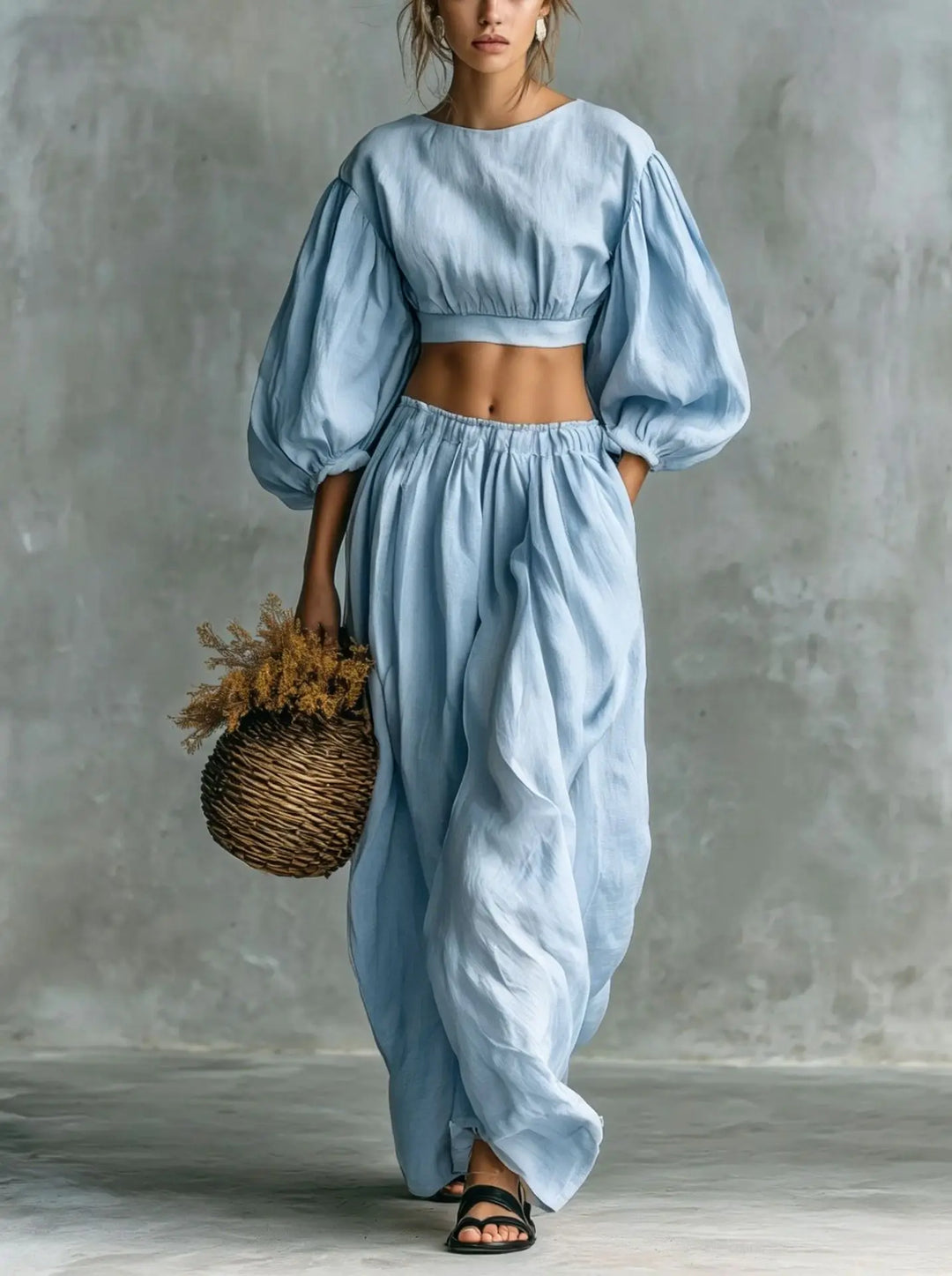 Maren Balloon Sleeve Trouser Set