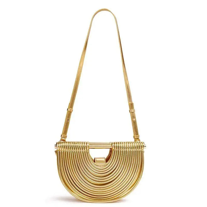 Celeste Metallic Woven Crescent Shoulder Bag