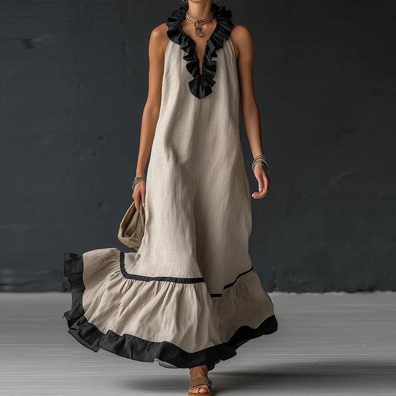 Macy Ruffle Trim Maxi Dress