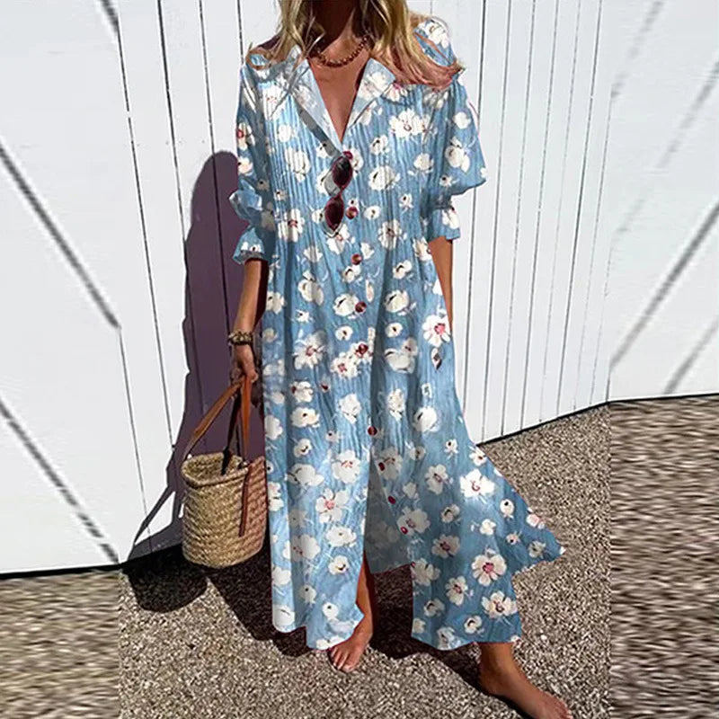 Tasha Casual Printed Long Sleeve Maxi Dress