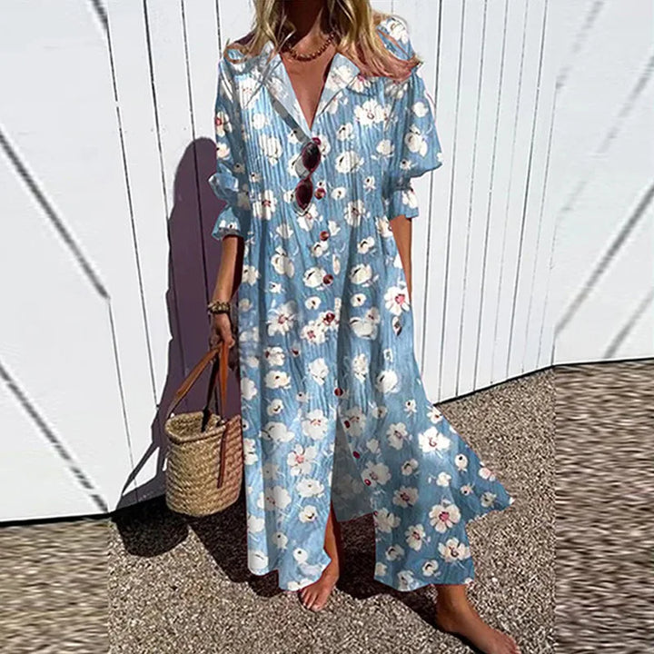 Tasha Casual Printed Long Sleeve Maxi Dress